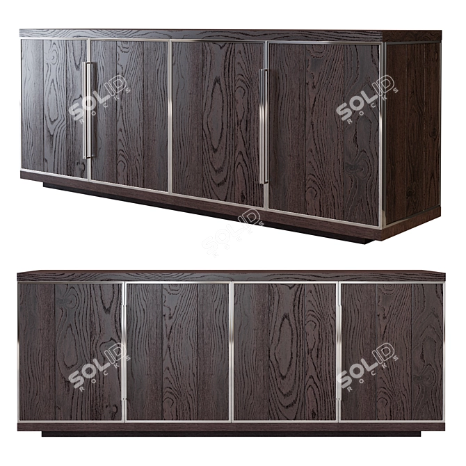 Elegant Oak Dresser with Nickel Finish 3D model image 1