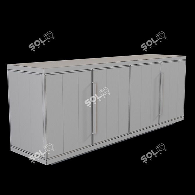 Elegant Oak Dresser with Nickel Finish 3D model image 2