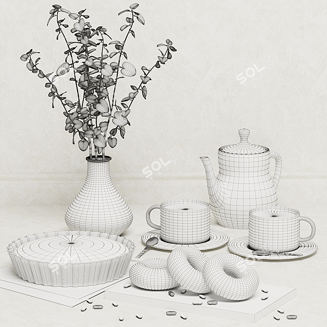 Modern Kitchen Decor Set 3D model image 3