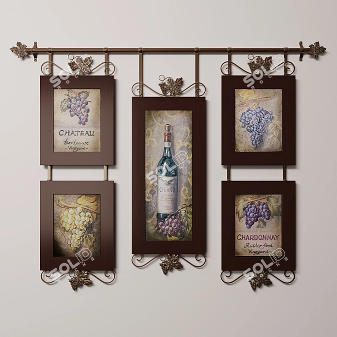 Title: Elegant Wine Wall Art 3D model image 1