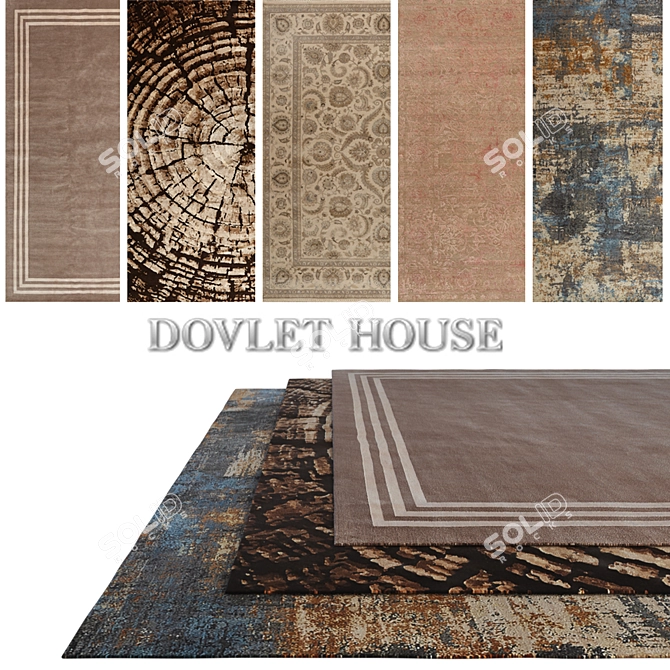 DOVLET HOUSE Carpets - Set of 5 Pieces (Part 358) 3D model image 1