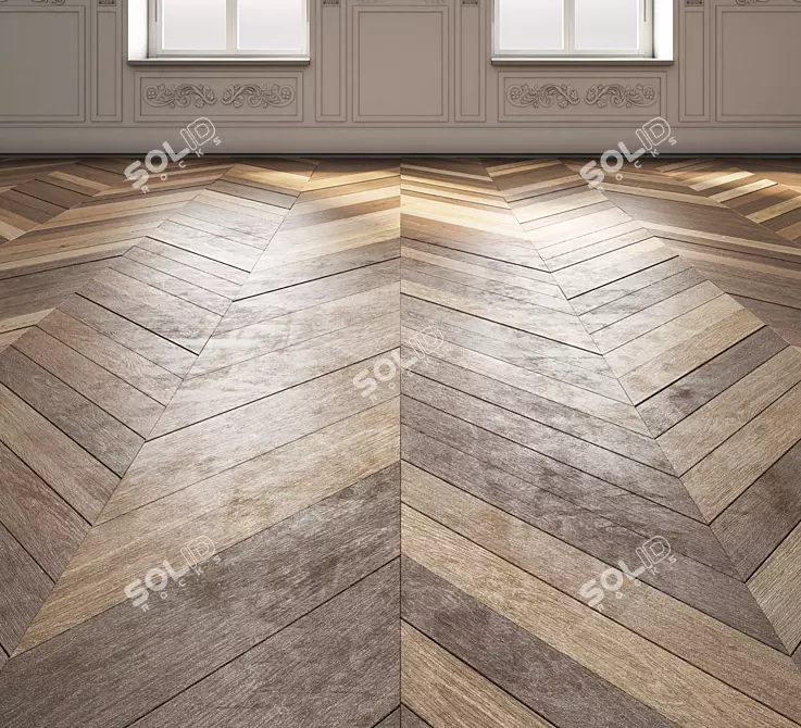 Elegant Oak Parquet Flooring 3D model image 1