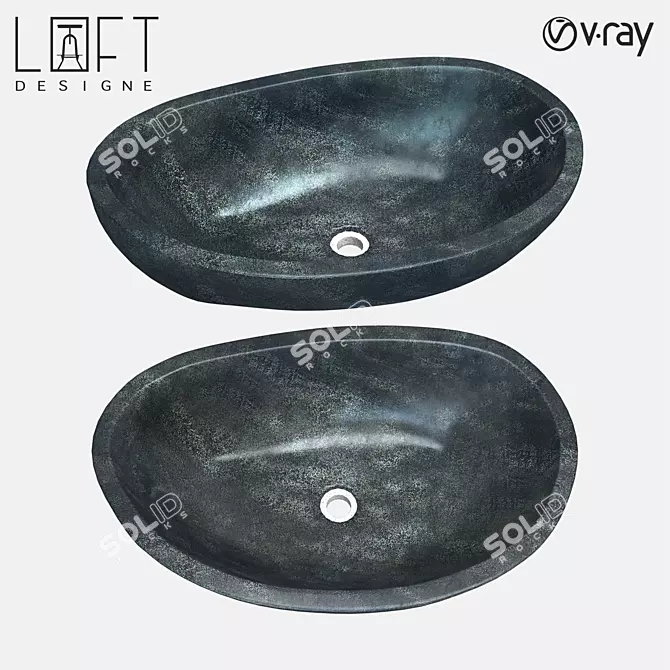 Elevated River Stone Sink 3D model image 1