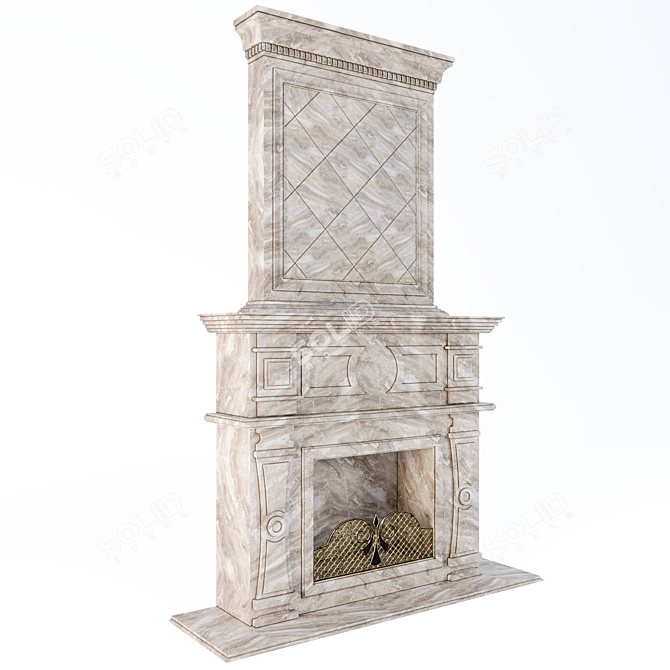 Elegant Classic Fireplace 3D model image 1