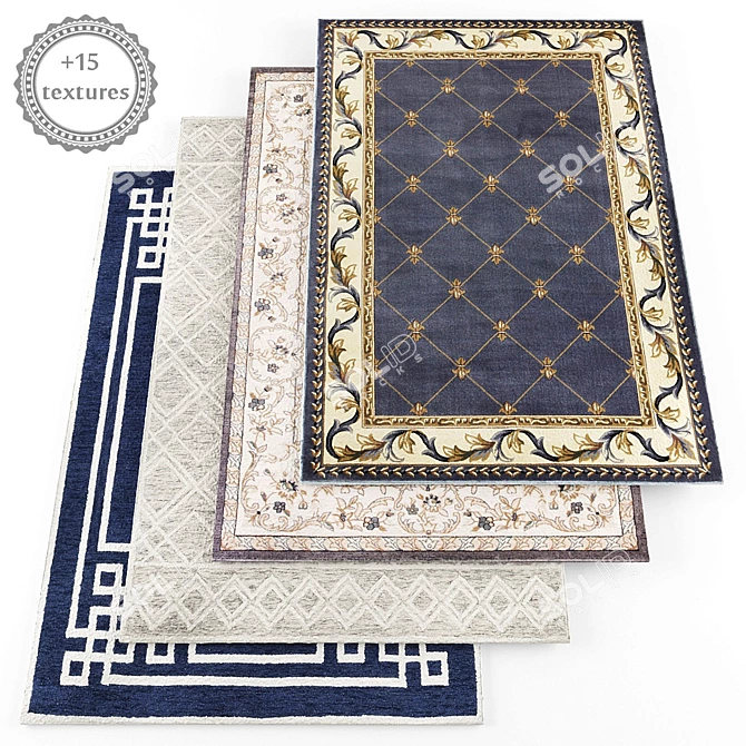 15-Piece Rug Set with Bonus Textures 3D model image 1
