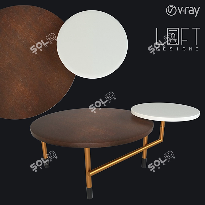 LoftDesigne 6826: Stylish Wood and Metal Coffee Table 3D model image 1