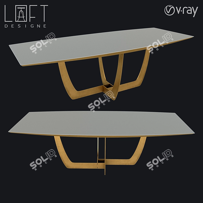 LoftDesigne 6828 - Wood, Glass, and Metal Table 3D model image 1