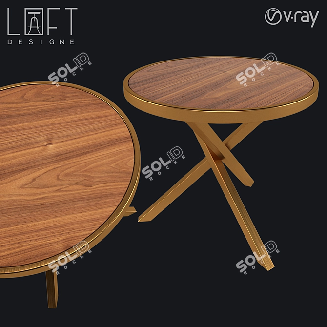 LoftDesigne 6829 Coffee Table: Modern Wood and Metal Design 3D model image 1