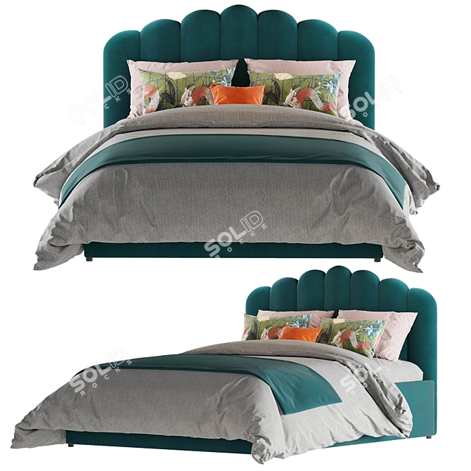 Delia Kingsize Bed: Stylish and Spacious 3D model image 1