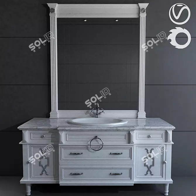 Stylish 24" Bathroom Furniture 3D model image 1