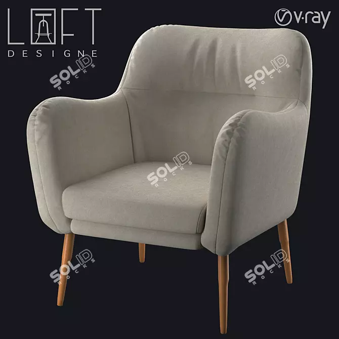 LoftDesigne 1670 Wooden Chair with Fabric Upholstery 3D model image 1