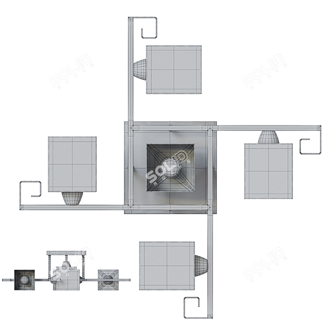 DeMarkt Tetro Ceiling Light 3D model image 3
