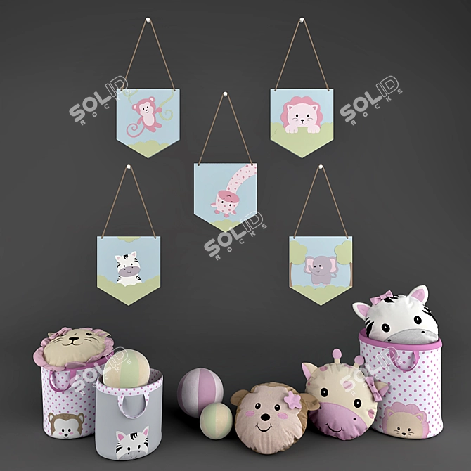 Safari Rose Children's Friends Decor 3D model image 1