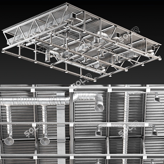 Gray Ceiling Ventilation 3D model image 2