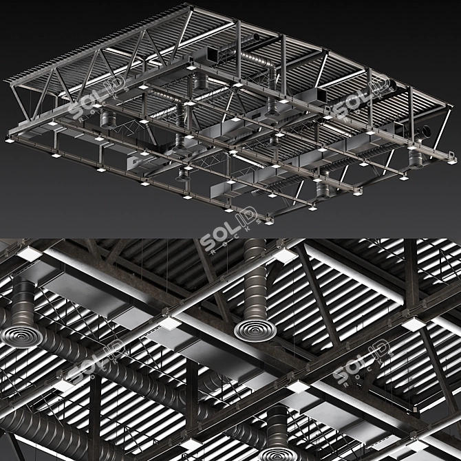 Sleek Black Ceiling Vent 3D model image 2