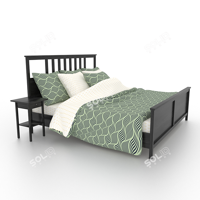 Elegant HEMNES Bed & Nightstand Set 3D model image 1