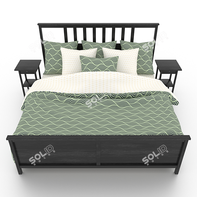 Elegant HEMNES Bed & Nightstand Set 3D model image 2