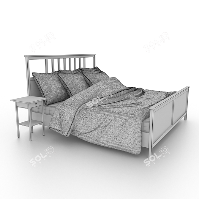 Elegant HEMNES Bed & Nightstand Set 3D model image 3