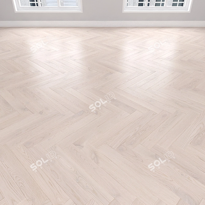 Cream Oak Parquet: Herringbone, Linear, Chevron 3D model image 2