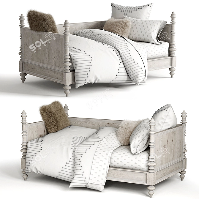 Elegant Zoe Daybed with Luxurious Accessories 3D model image 2