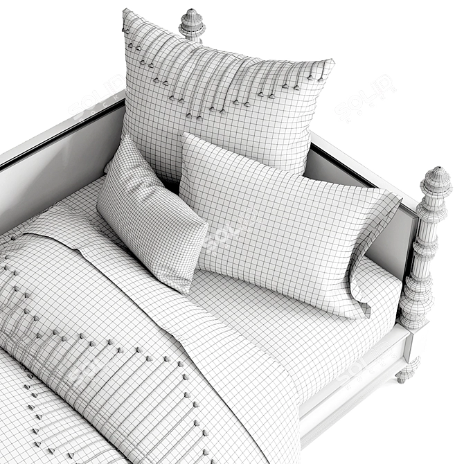 Elegant Zoe Daybed with Luxurious Accessories 3D model image 3