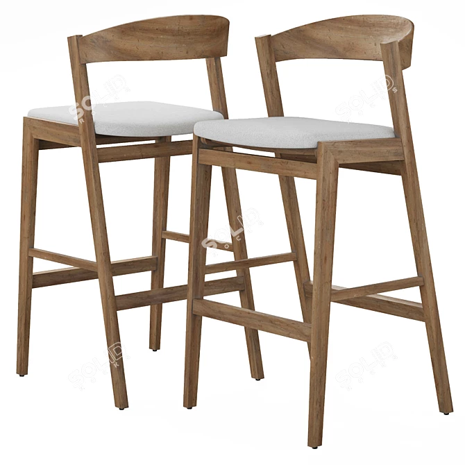 Modern Fabric Barstool: RH Anders 3D model image 1