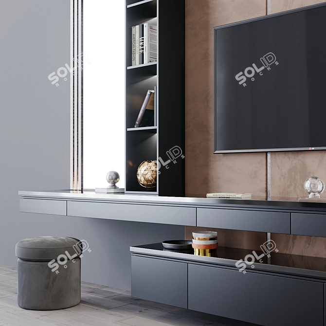 52" TV Set: Sleek Design, V-Ray Compatible 3D model image 2