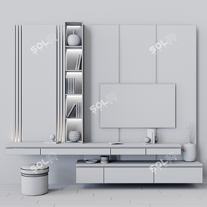 52" TV Set: Sleek Design, V-Ray Compatible 3D model image 3