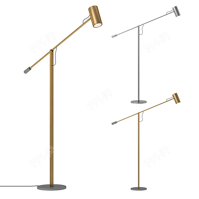 Sleek Chrome Cantilever Floor Lamp 3D model image 1