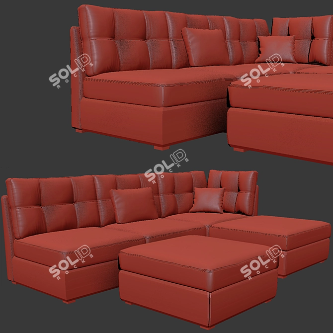 Modern Long Sectional Sofa Set 3D model image 3