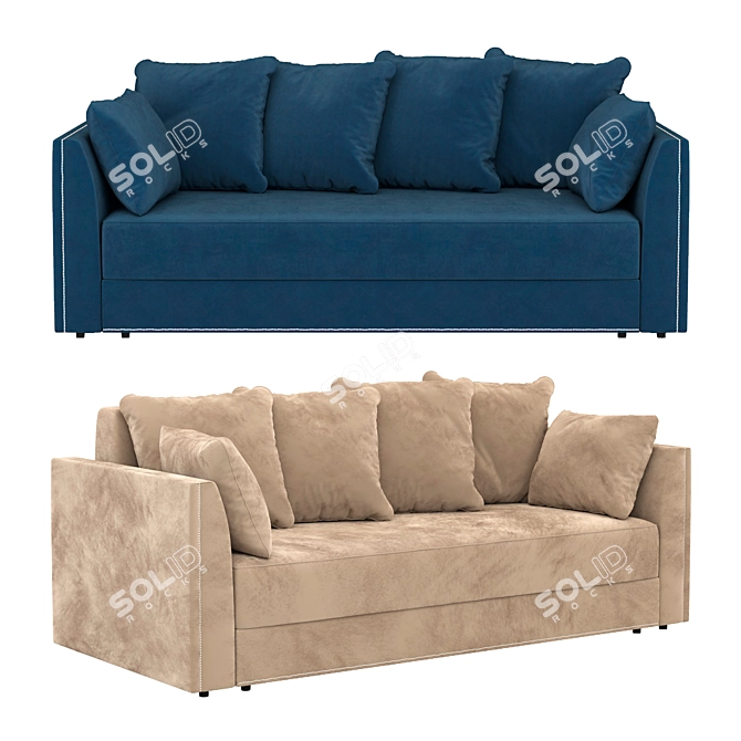 Garda Decor Velvet Sofa 3D model image 1