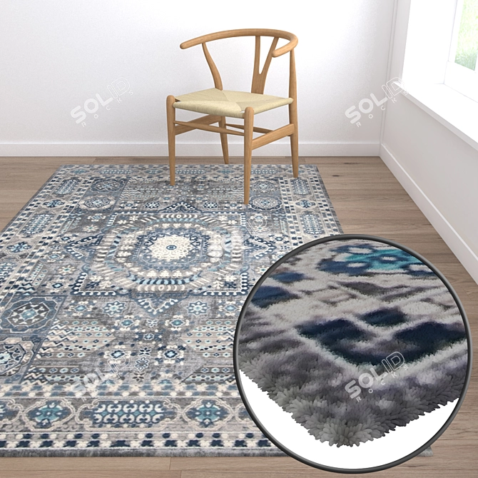 Luxury Rug Set: High-Quality Textures for Close and Wide Angles 3D model image 2