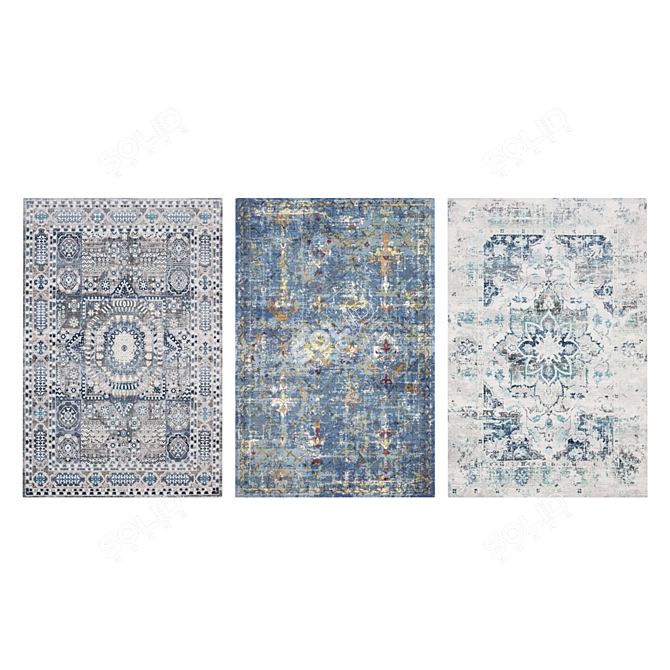 Luxury Rug Set: High-Quality Textures for Close and Wide Angles 3D model image 3