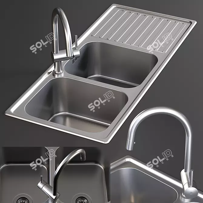 Sleek Alba Sink Mixer | Smeg 3D model image 1