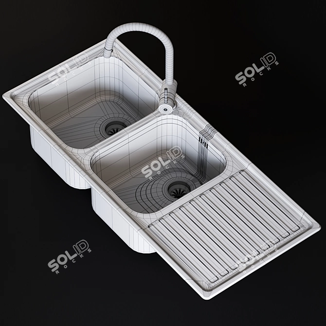 Sleek Alba Sink Mixer | Smeg 3D model image 3