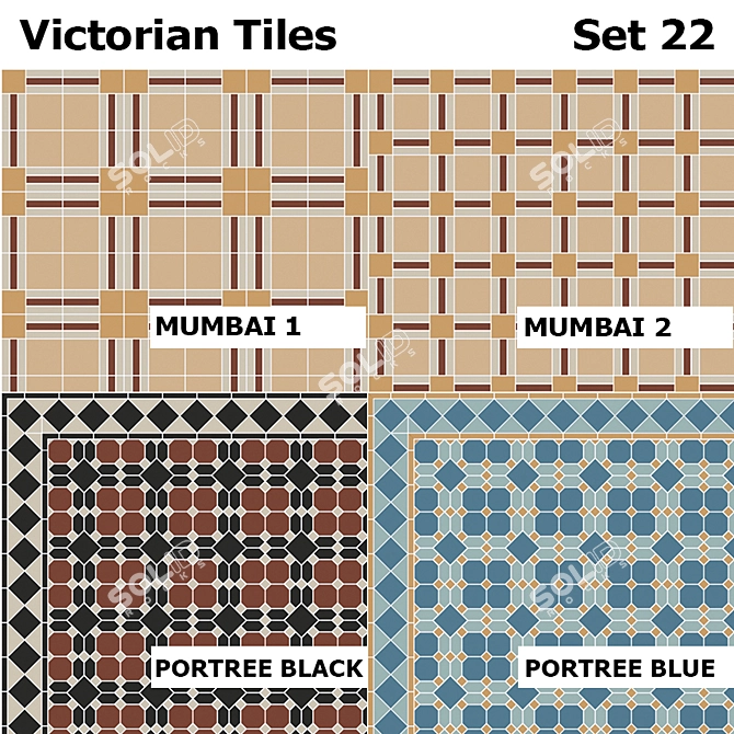 Elegant Victorian Tile Collection 3D model image 1