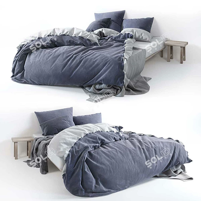 Luxe Rumpled Bed 3D model image 1