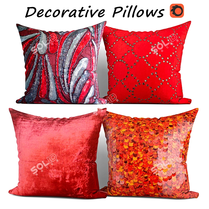 Beautifully Designed Decorative Pillow Set 3D model image 1