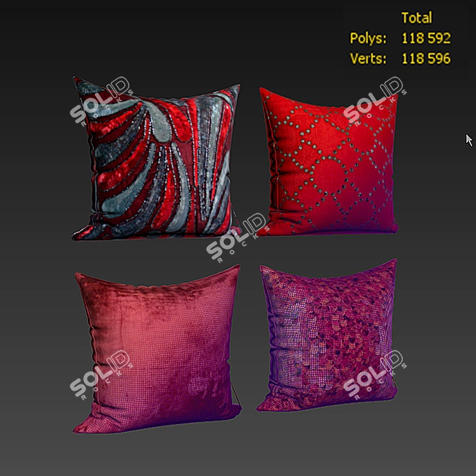 Beautifully Designed Decorative Pillow Set 3D model image 2