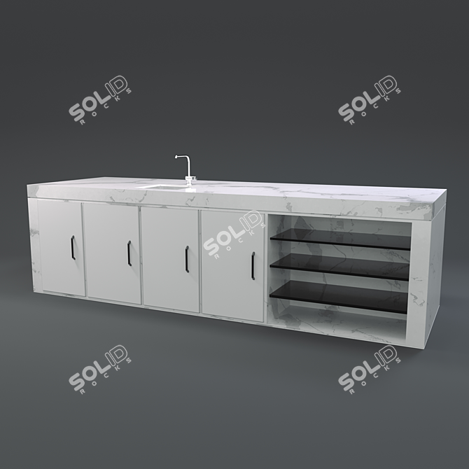 Tech Corner Kitchen: Modern & Functional 3D model image 1