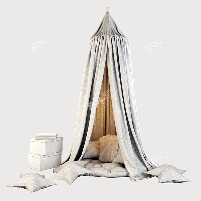 Scandinavian Golden Beige Children's Canopy 3D model image 3