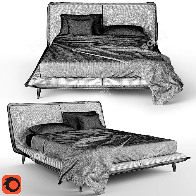 Luxury Natuzzi Piuma Bed 3D model image 3