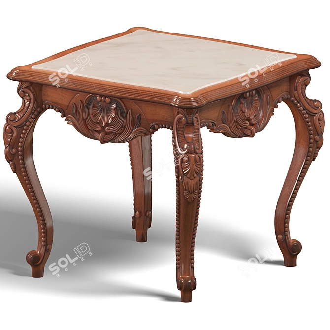 Timeless Walnut Marble Side Table 3D model image 1