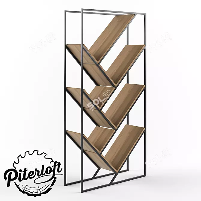 Haze Loft Style Bookshelf Rack 3D model image 1