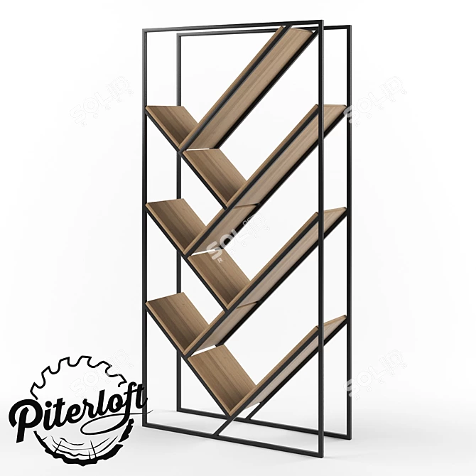 Haze Loft Style Bookshelf Rack 3D model image 2