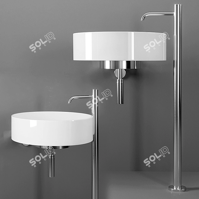 Sleek Lotus Wall Basin 3D model image 1