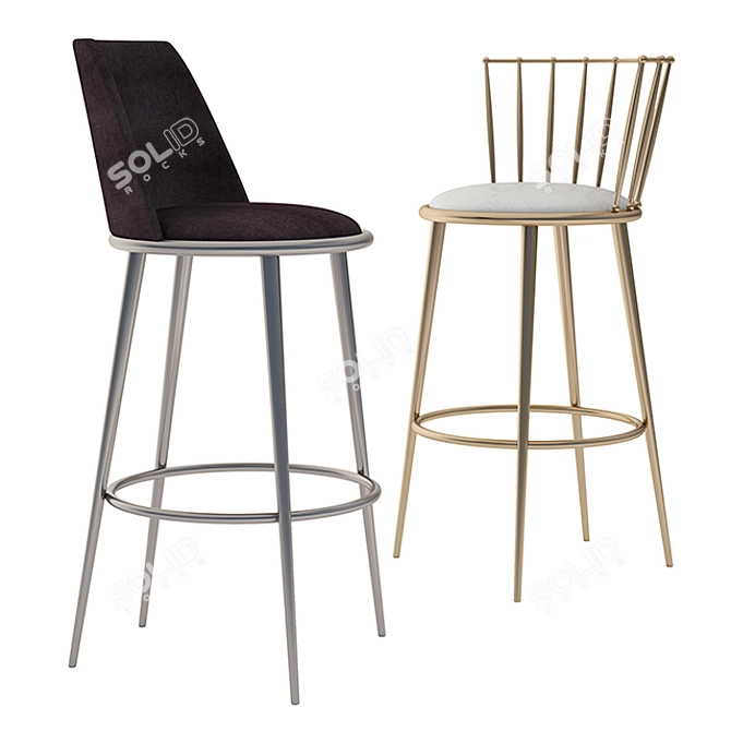 Sleek Aurora Stool for Modern Spaces 3D model image 1