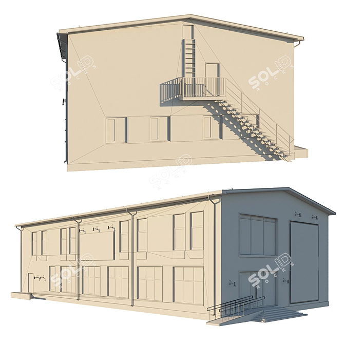 Modern Commercial Space|15x30m|2 Floors 3D model image 2