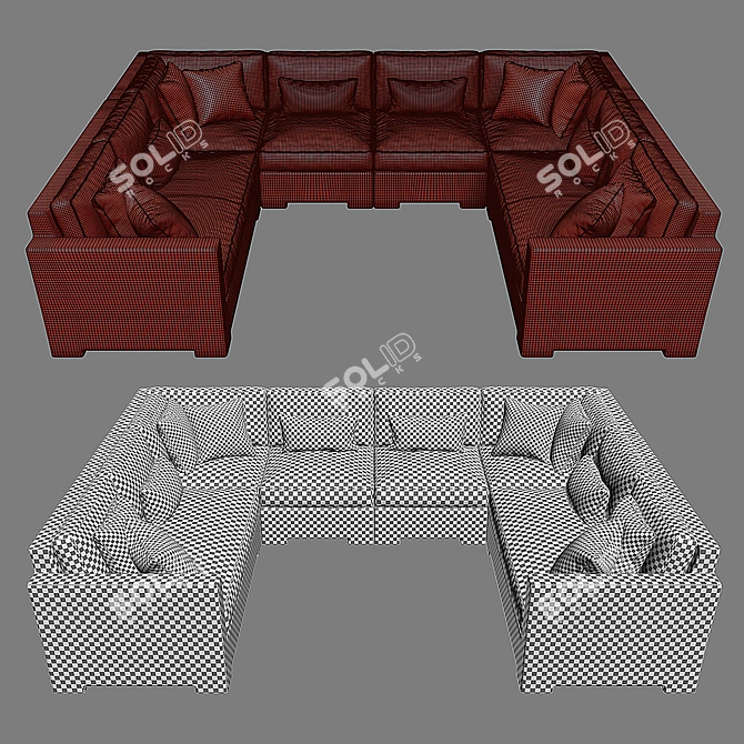 Crate & Barrel 6-Piece Ventura Loveseat 3D model image 3