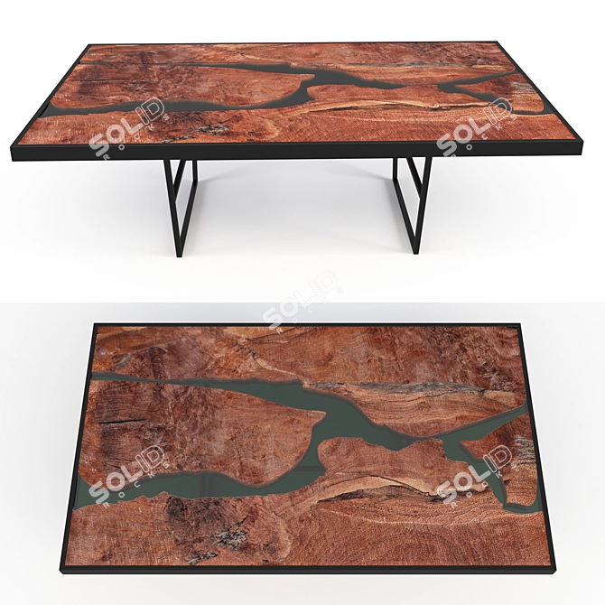 Rustic River Walnut Coffee Table 3D model image 2